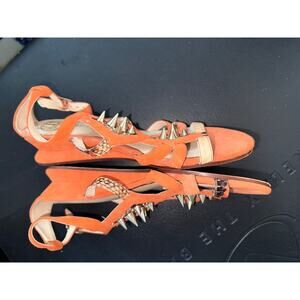 HOUSE OF HARLOW STUDDED SUEDE WEDGE SANDALS 37B -